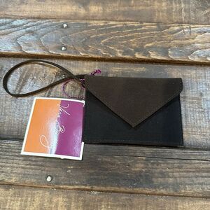 NEW VERA BRADLEY Envelope ID Luggage Tag Holder Black Espresso 4.25x3”
